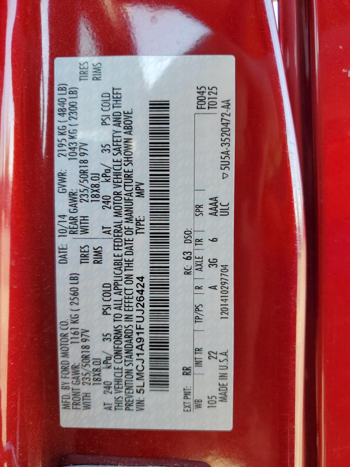 2015 Lincoln Mkc VIN: 5LMCJ1A91FUJ26424 Lot: 81717465