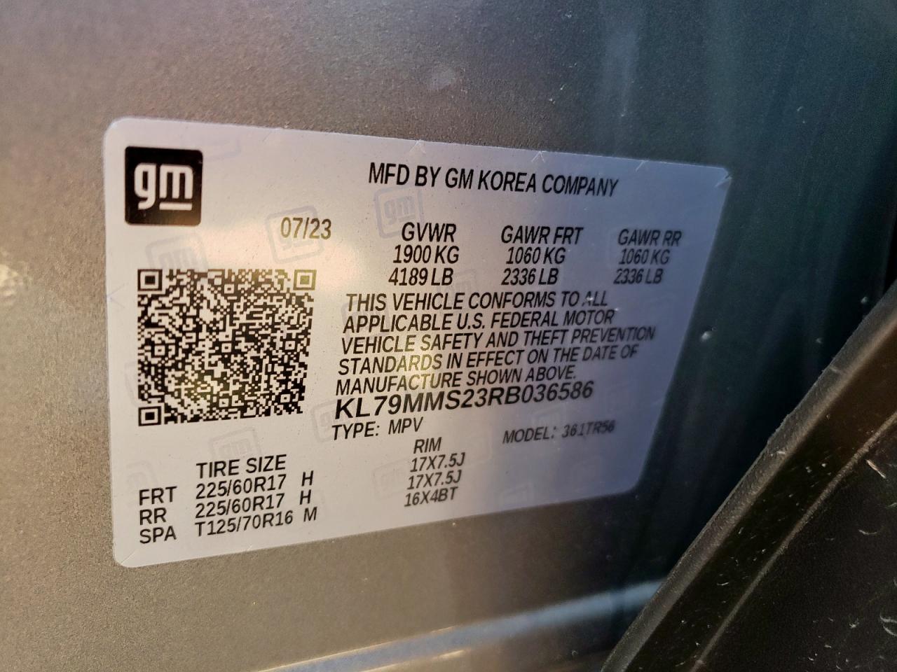 2024 Chevrolet Trailblazer Ls VIN: KL79MMS23RB036586 Lot: 71630515