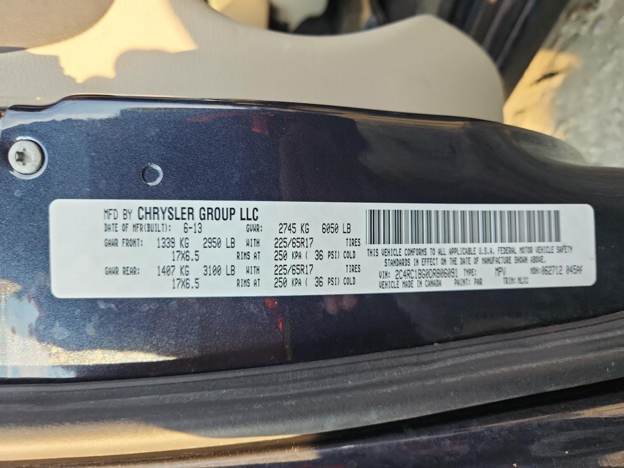 2013 Chrysler Town & Country Touring VIN: 2C4RC1BG0DR806091 Lot: 81109265