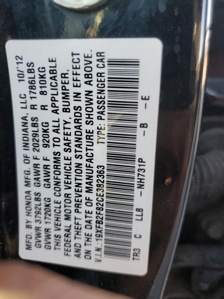 2012 Honda Civic Ex VIN: 19XFB2F82CE382363 Lot: 84066325