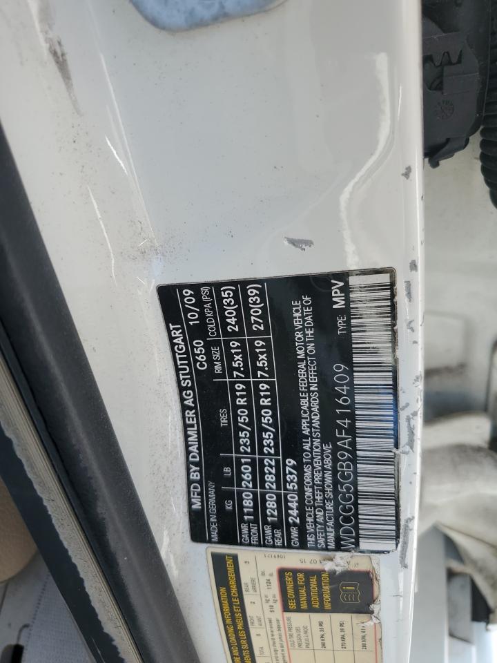 2010 Mercedes-Benz Glk 350 VIN: WDCGG5GB9AF416409 Lot: 72089685