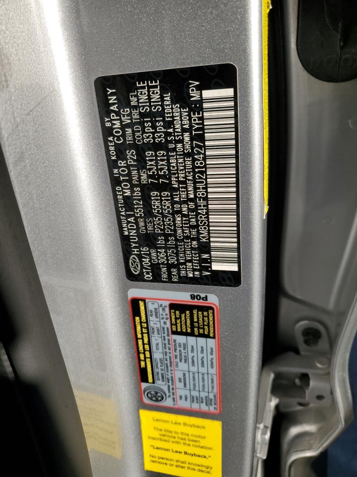 2017 Hyundai Santa Fe Se Ultimate VIN: KM8SR4HF8HU218427 Lot: 81063325