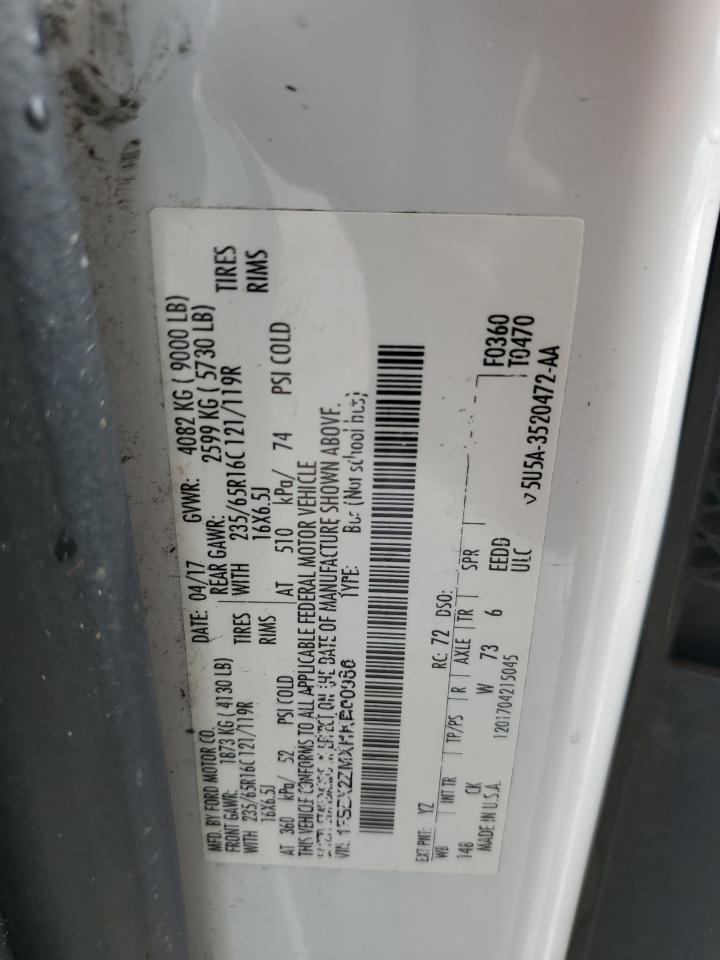 2017 Ford Transit Wagon T-350 VIN: 1FBZX2ZMXHKB00986 Lot: 71438695