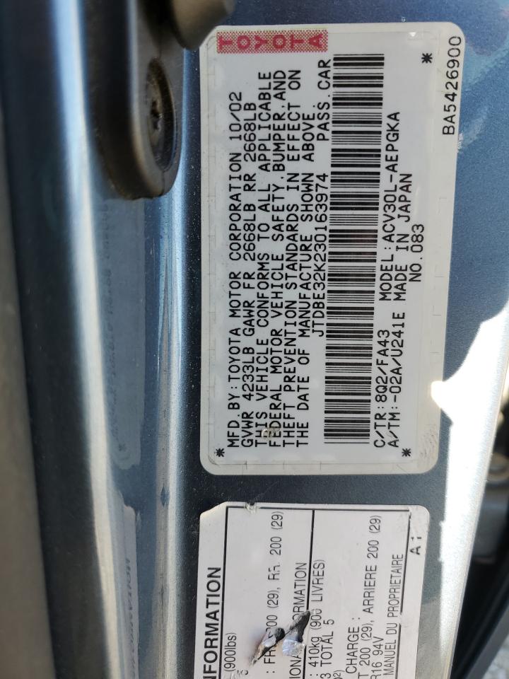 2003 Toyota Camry Le VIN: JTDBE32K230163974 Lot: 81673955