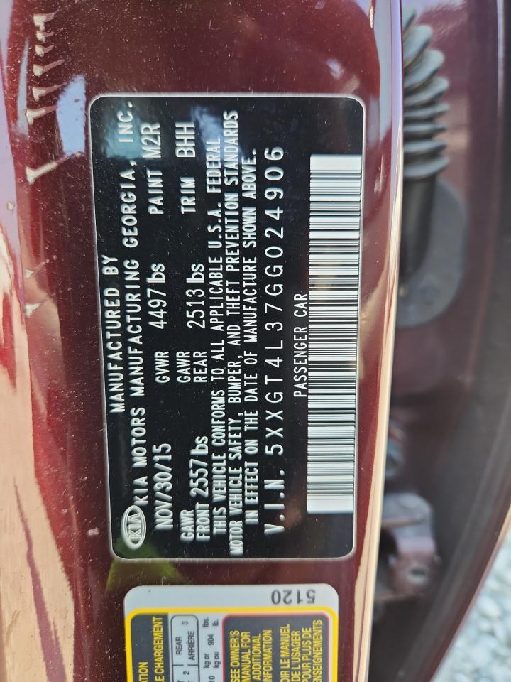 2016 Kia Optima Lx VIN: 5XXGT4L37GG024906 Lot: 80826495