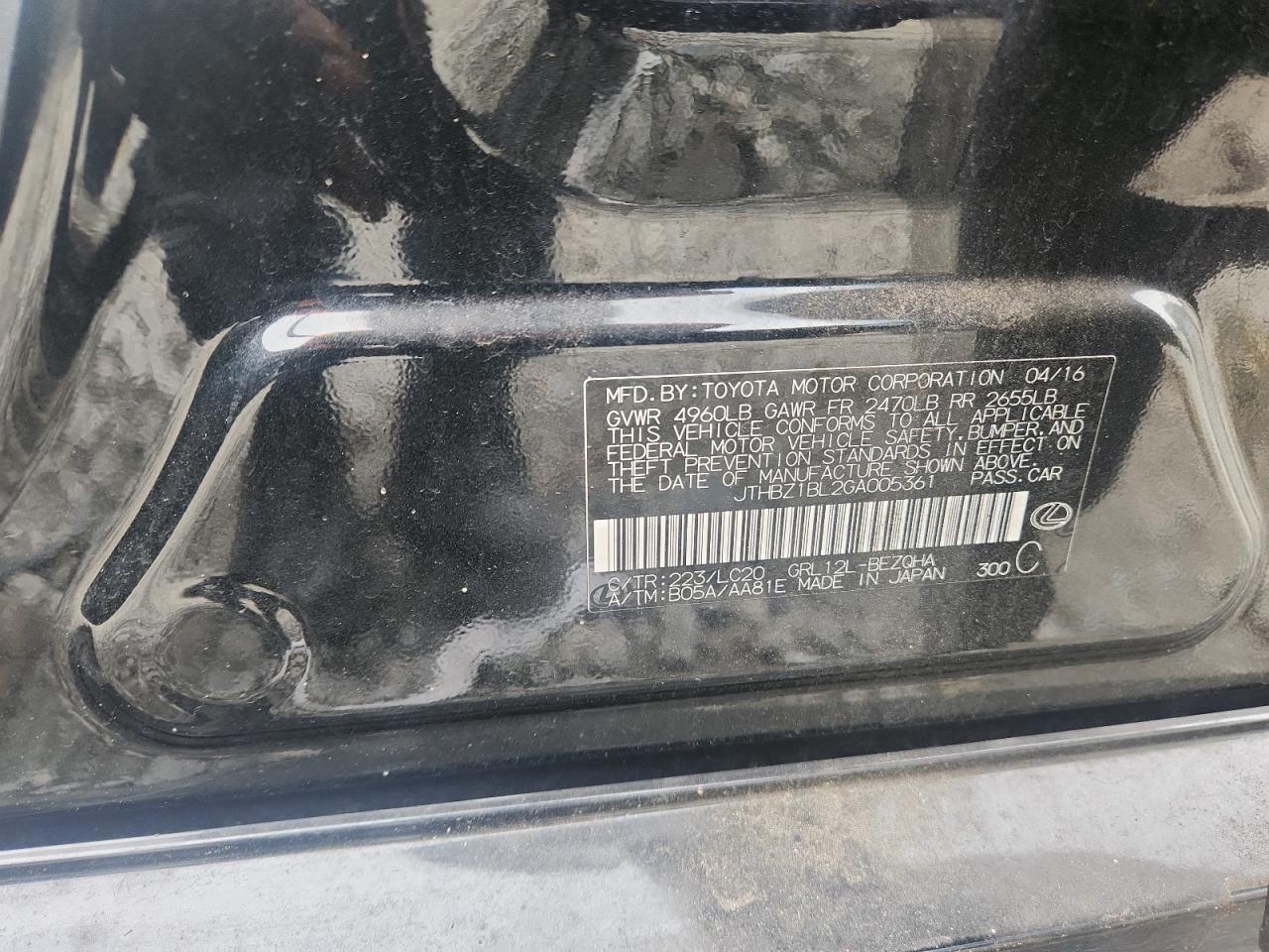 2016 Lexus Gs 350 Base VIN: JTHBZ1BL2GA005361 Lot: 81515285