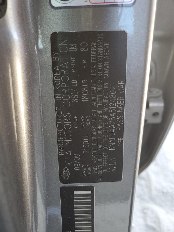 2010 Kia Forte Ex VIN: KNAFU4A28A5124802 Lot: 71280495