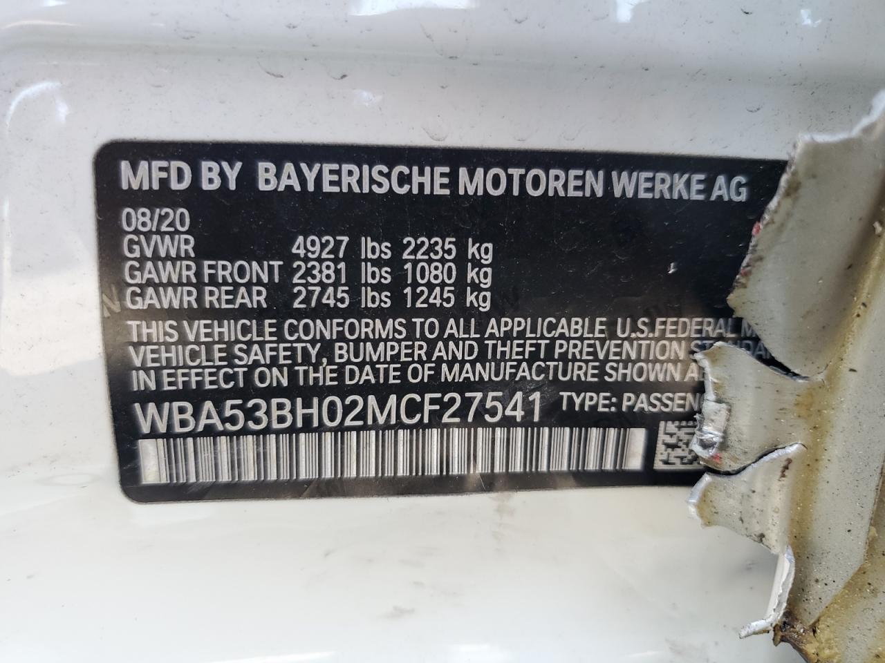 Фото: WBA53BH02MCF27541