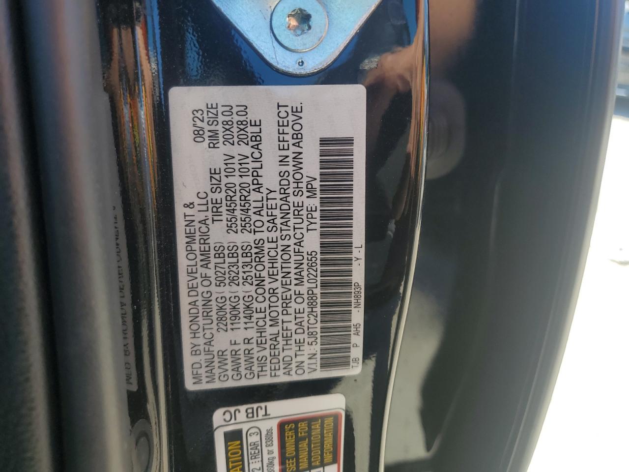 2023 Acura Rdx A-Spec Advance VIN: 5J8TC2H88PL022655 Lot: 81880815