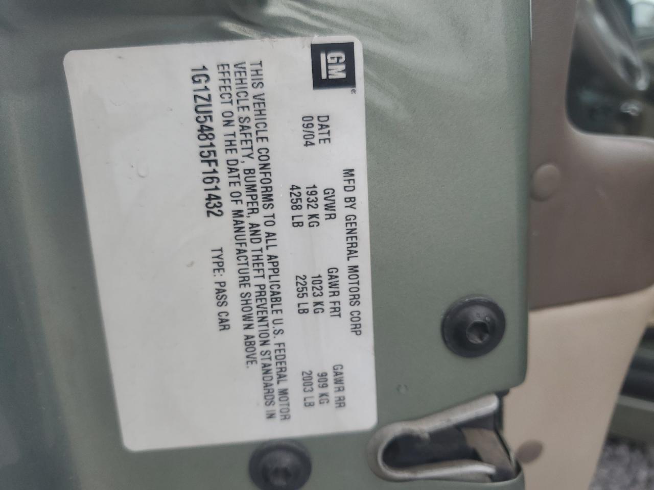 2005 Chevrolet Malibu Lt VIN: 1G1ZU54815F161432 Lot: 71609455