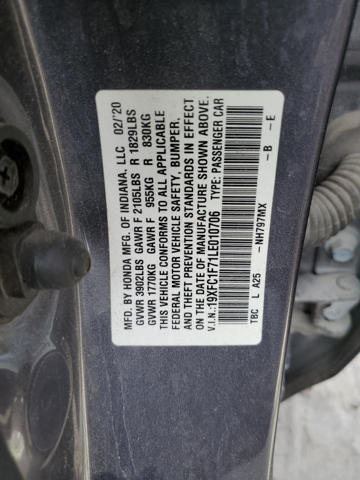 2020 Honda Civic Exl VIN: 19XFC1F71LE010706 Lot: 81026065