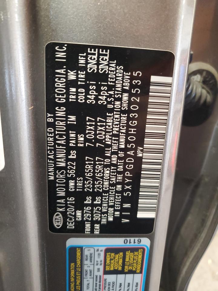 2017 Kia Sorento Lx VIN: 5XYPGDA50HG302535 Lot: 84599215