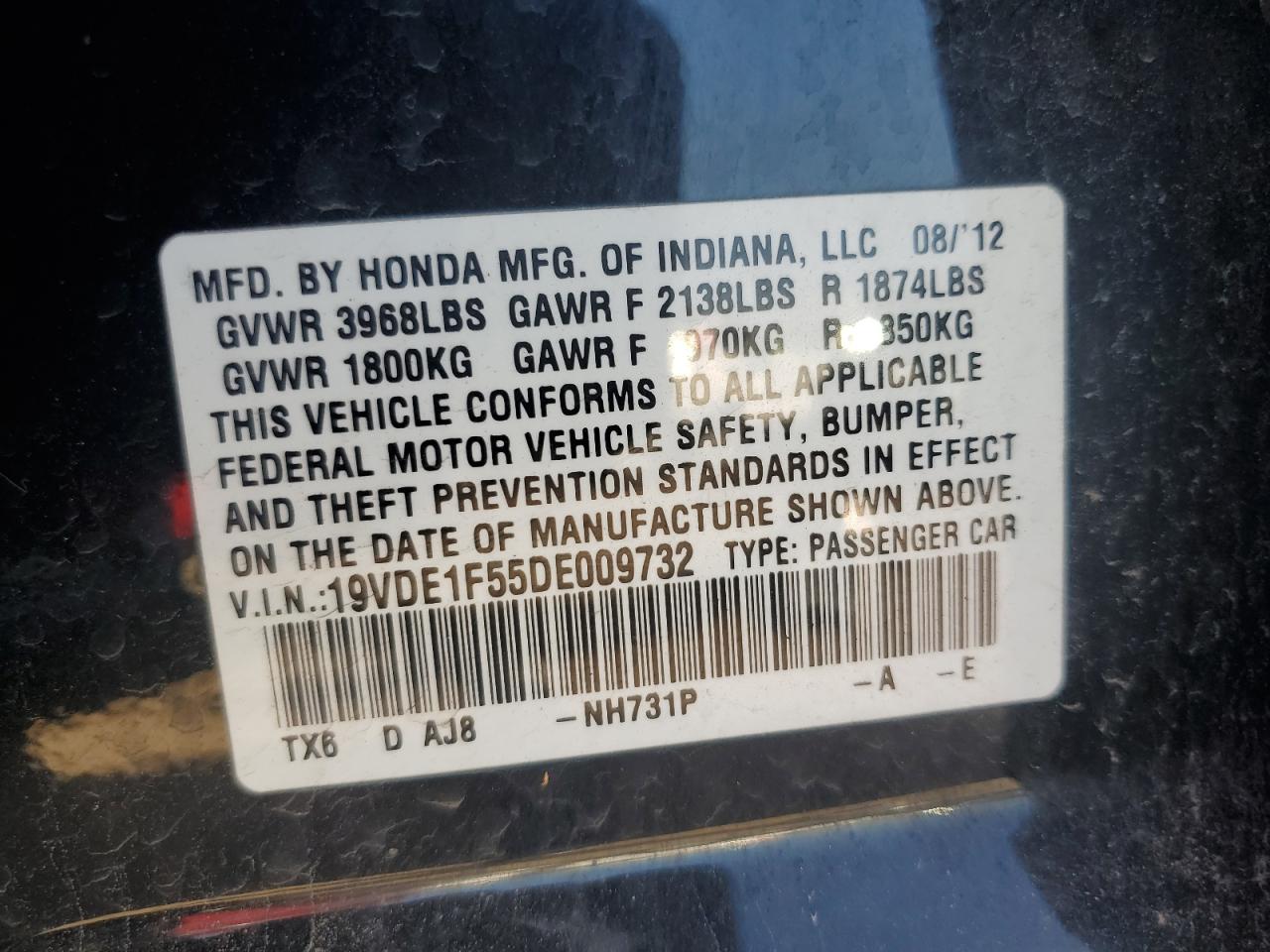 2013 Acura Ilx 20 Premium VIN: 19VDE1F55DE009732 Lot: 81816025