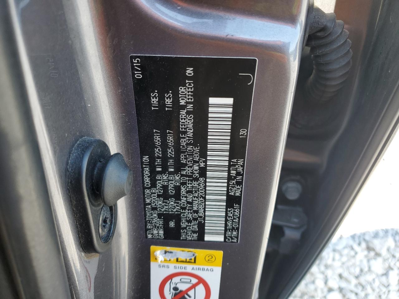 2015 Lexus Nx 200T VIN: JTJBARBZ0F2009698 Lot: 80312545