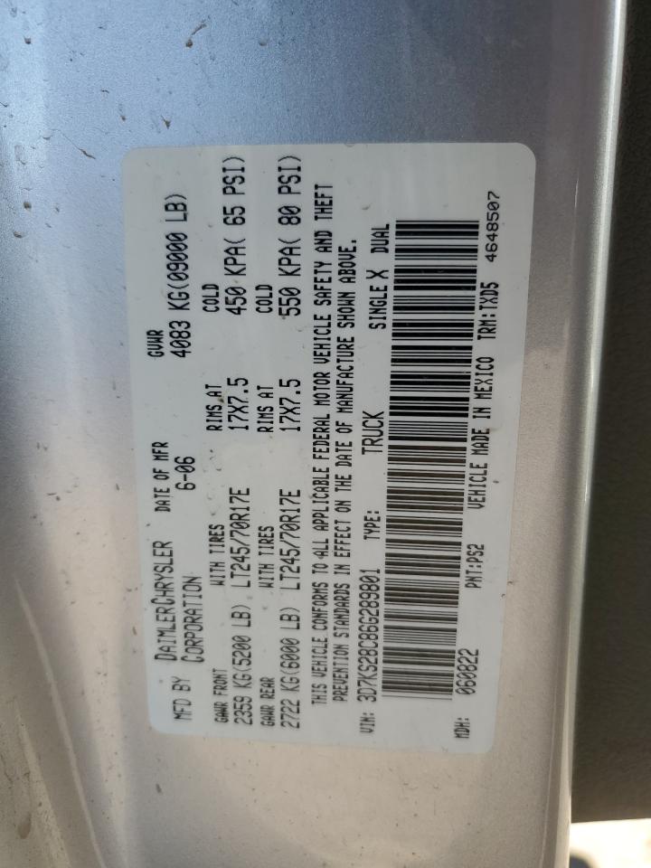 2006 Dodge Ram 2500 St VIN: 3D7KS28C86G289801 Lot: 85716835