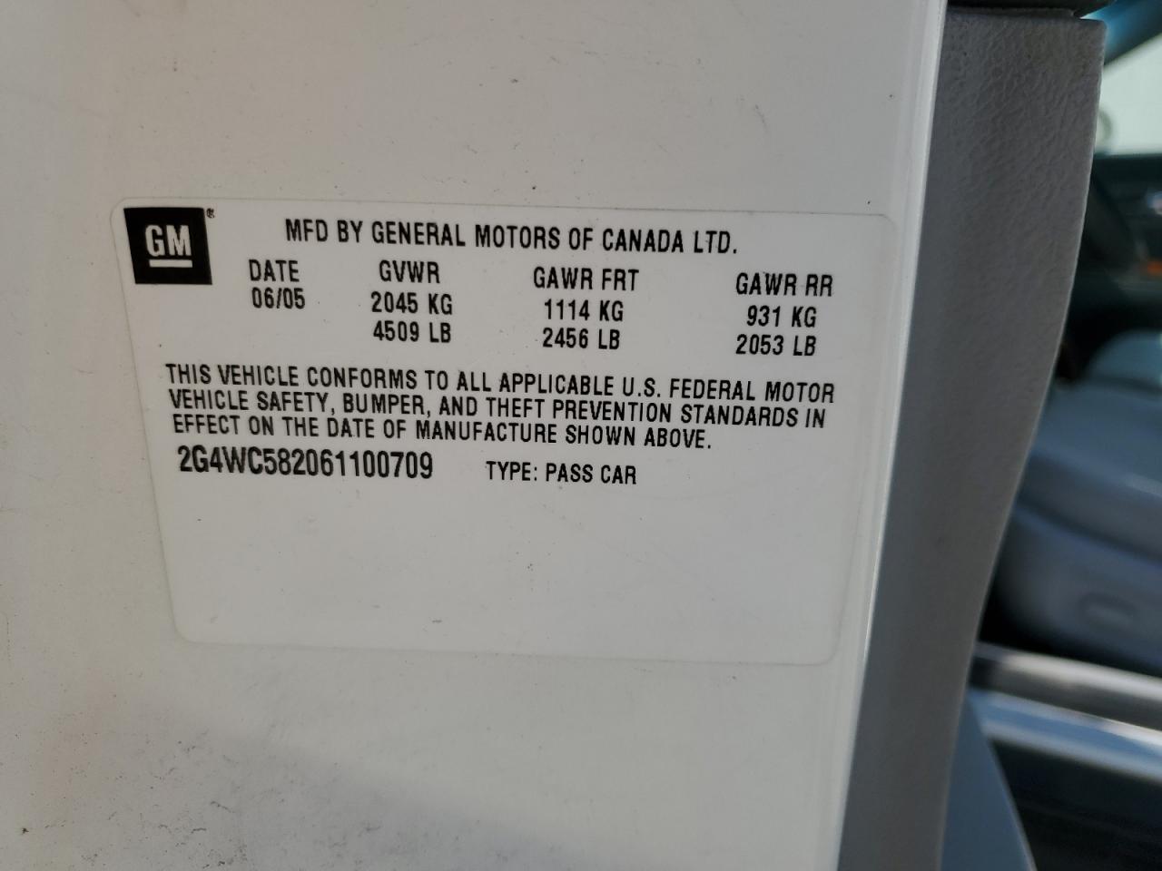 2006 Buick Lacrosse Cx VIN: 2G4WC582061100709 Lot: 71523245