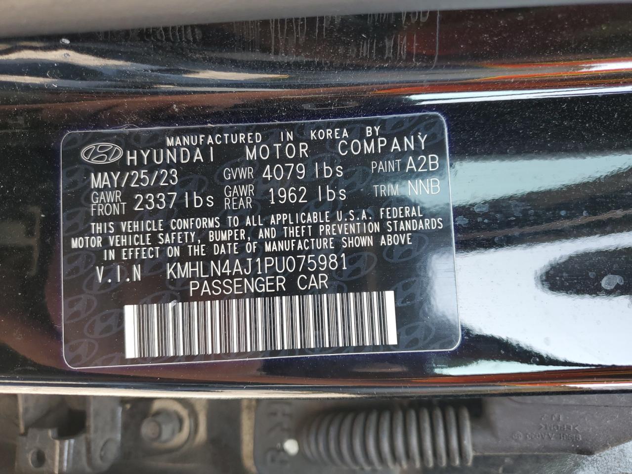 2023 Hyundai Elantra Limited VIN: KMHLN4AJ1PU075981 Lot: 81047075
