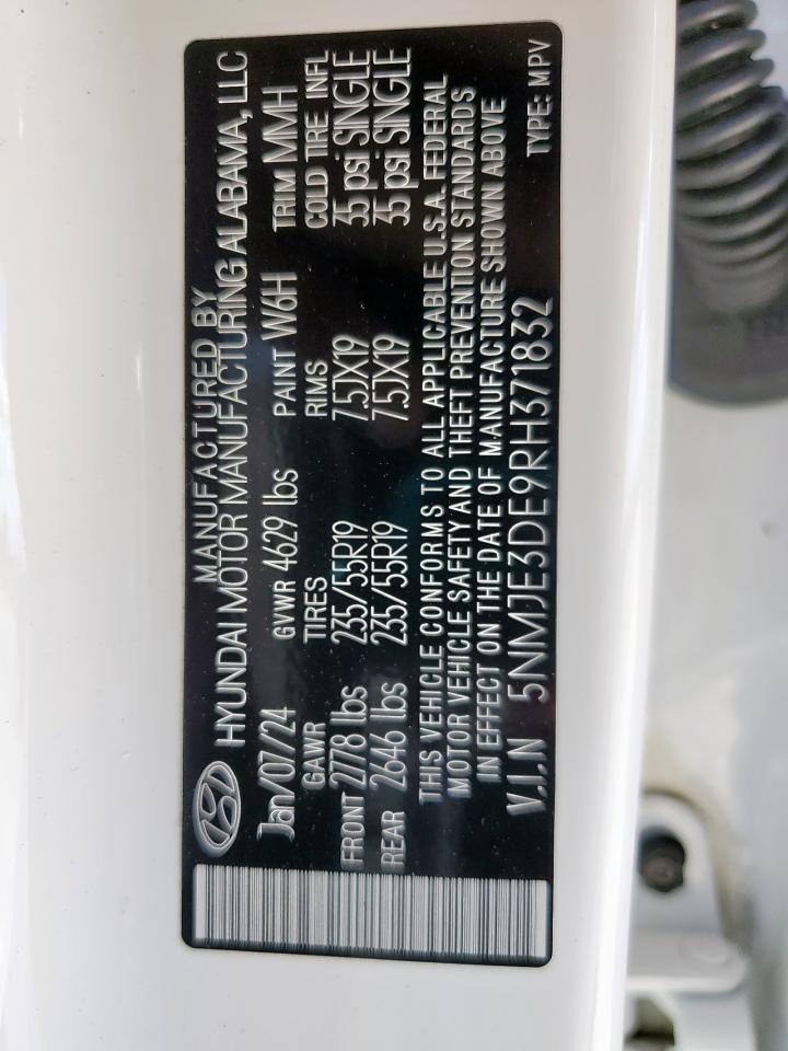 2024 Hyundai Tucson Limited VIN: 5NMJE3DE9RH371832 Lot: 82075595