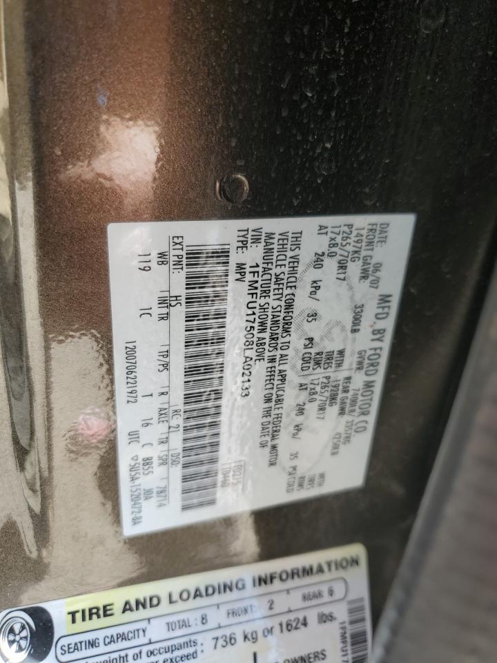 2008 Ford Expedition Eddie Bauer VIN: 1FMFU17508LA02133 Lot: 70284795