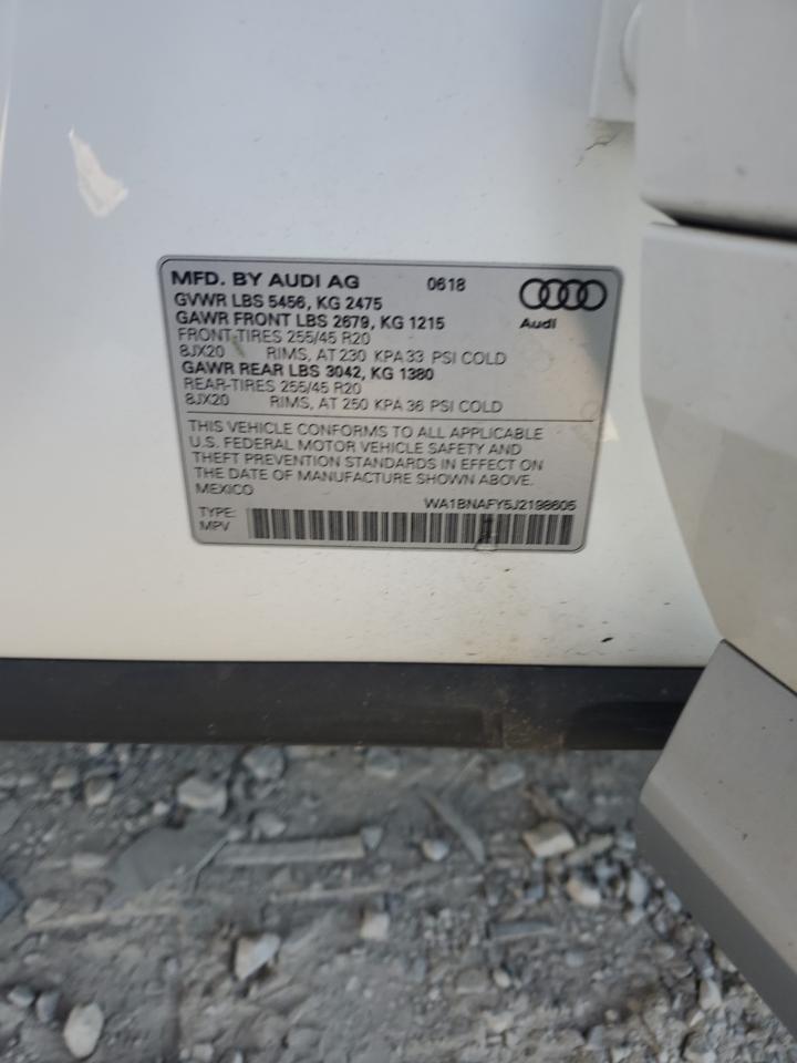 2018 Audi Q5 Premium Plus VIN: WA1BNAFY5J2198605 Lot: 81519405