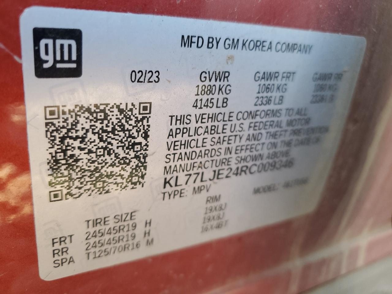 2024 Chevrolet Trax 2Rs VIN: KL77LJE24RC009346 Lot: 80463095