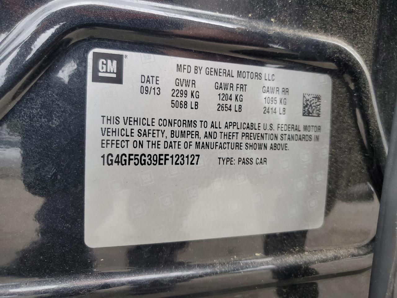 2014 Buick Lacrosse Touring VIN: 1G4GF5G39EF123127 Lot: 84597545
