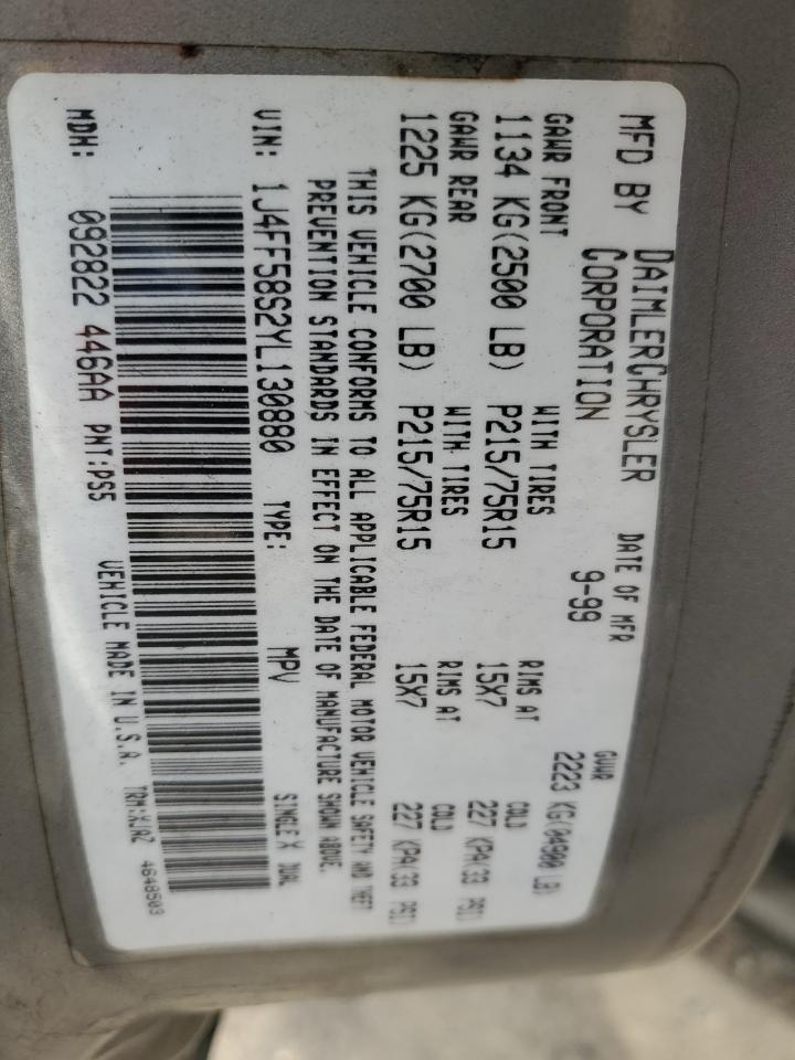 2000 Jeep Cherokee Classic VIN: 1J4FF58S2YL130880 Lot: 81191345