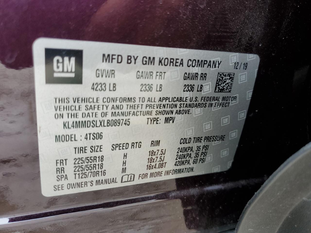 2020 Buick Encore Gx Select VIN: KL4MMDSLXLB089745 Lot: 81016825