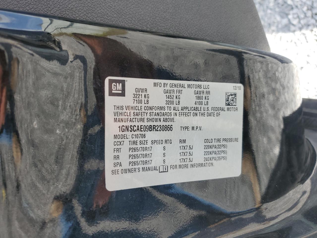 2011 Chevrolet Tahoe C1500 Ls VIN: 1GNSCAE09BR230866 Lot: 81639815