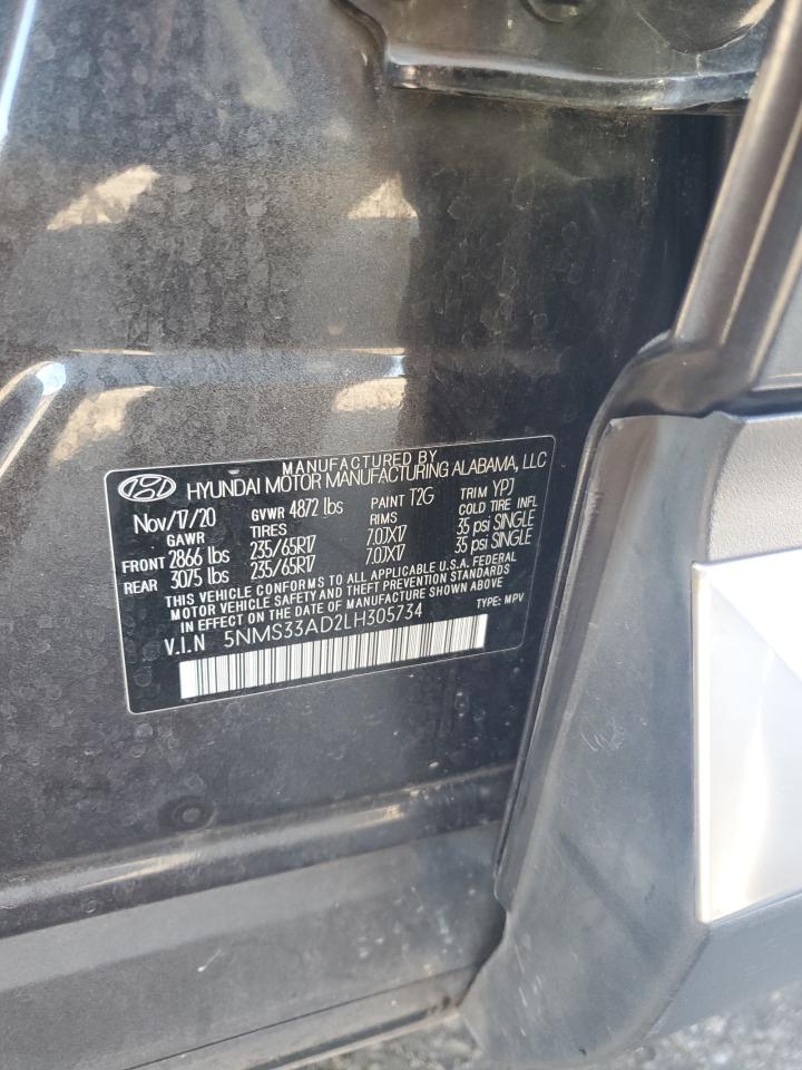 2020 Hyundai Santa Fe Sel VIN: 5NMS33AD2LH305734 Lot: 80133085
