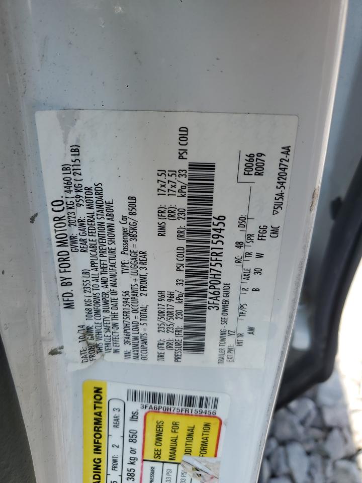 2015 Ford Fusion Se VIN: 3FA6P0H75FR159456 Lot: 81049415