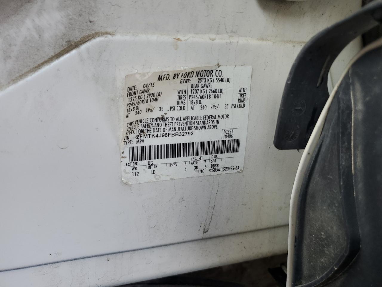 2015 Ford Edge Sel VIN: 2FMTK4J96FBB32792 Lot: 82048335