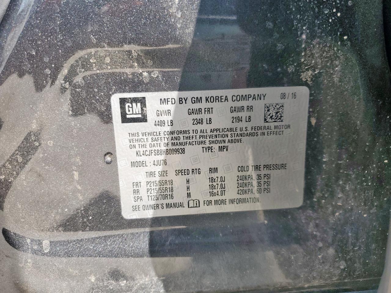 2017 Buick Encore Preferred Ii VIN: KL4CJFSB8HB009938 Lot: 80549815