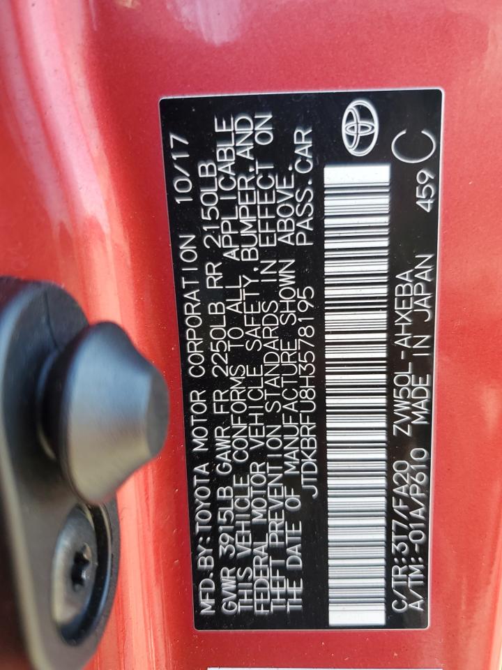 2017 Toyota Prius VIN: JTDKBRFU8H3578195 Lot: 65615425