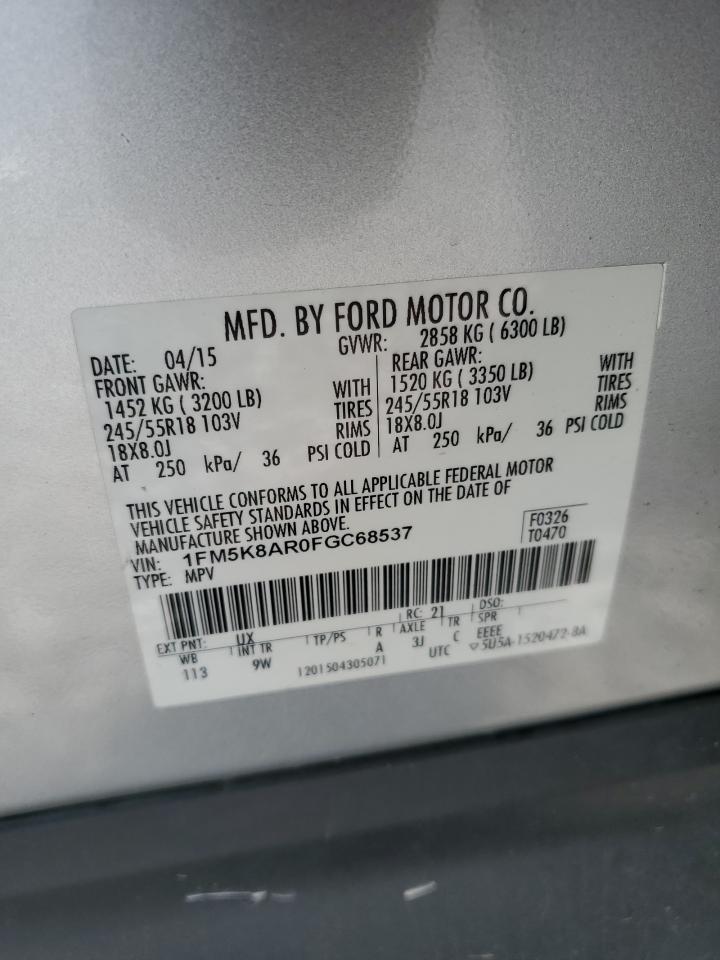 2015 Ford Explorer Police Interceptor VIN: 1FM5K8AR0FGC68537 Lot: 80522765