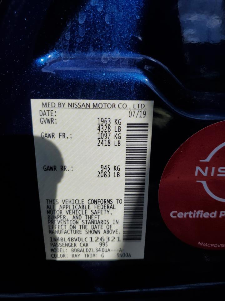 2020 Nissan Altima S VIN: 1N4BL4BV0LC126321 Lot: 84395305