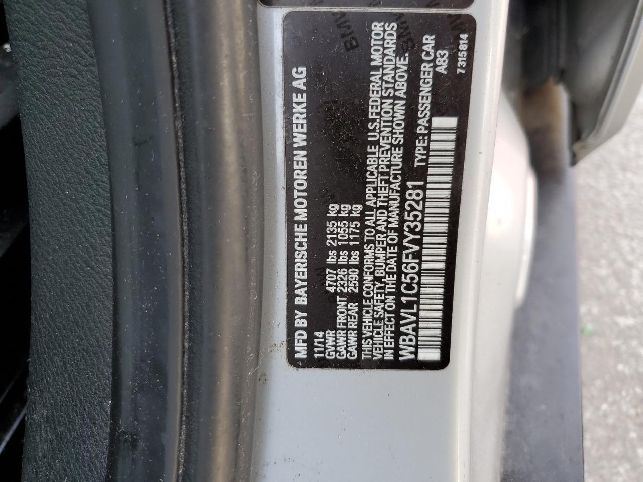 2015 BMW X1 xDrive28I VIN: WBAVL1C56FVY35281 Lot: 81290955