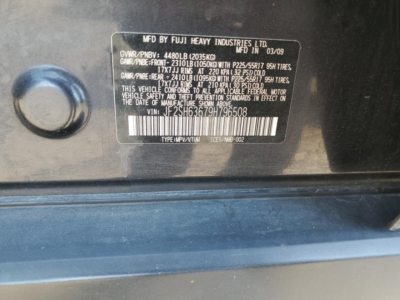 2009 Subaru Forester 2.5X Premium VIN: JF2SH63679H796508 Lot: 80318215