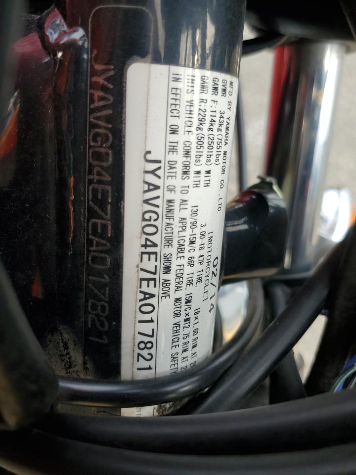 2014 Yamaha Xv250 VIN: JYAVG04E7EA017821 Lot: 84572675