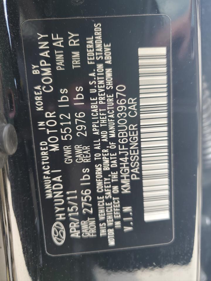 2011 Hyundai Equus Signature VIN: KMHGH4JF6BU039670 Lot: 71631415
