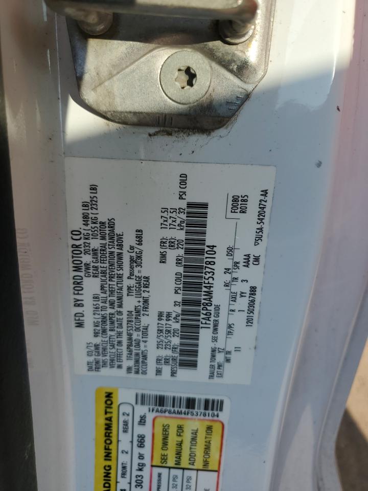 2015 Ford Mustang VIN: 1FA6P8AM4F5378104 Lot: 80990295