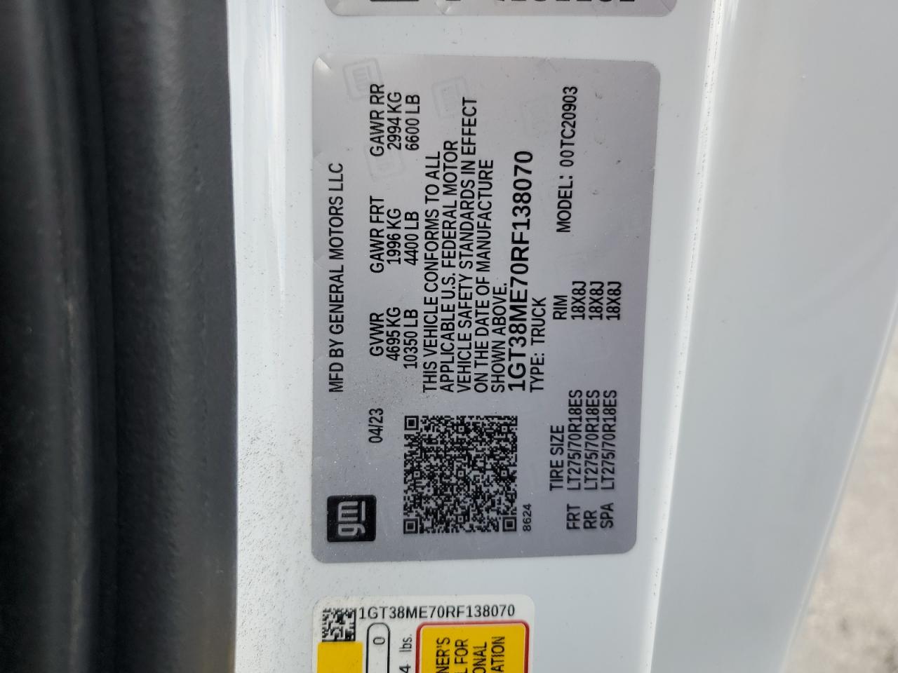 2024 GMC Sierra C2500 Sle VIN: 1GT38ME70RF138070 Lot: 71170365