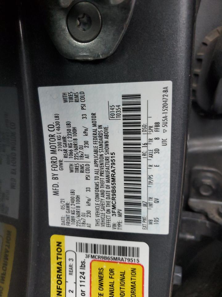 2021 Ford Bronco Sport Big Bend VIN: 3FMCR9B65MRA79515 Lot: 80509445