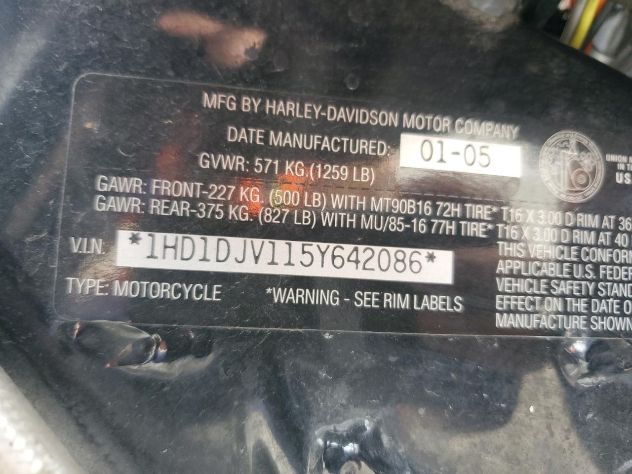 2005 Harley-Davidson Flht Classic VIN: 1HD1DJV115Y642086 Lot: 81379585