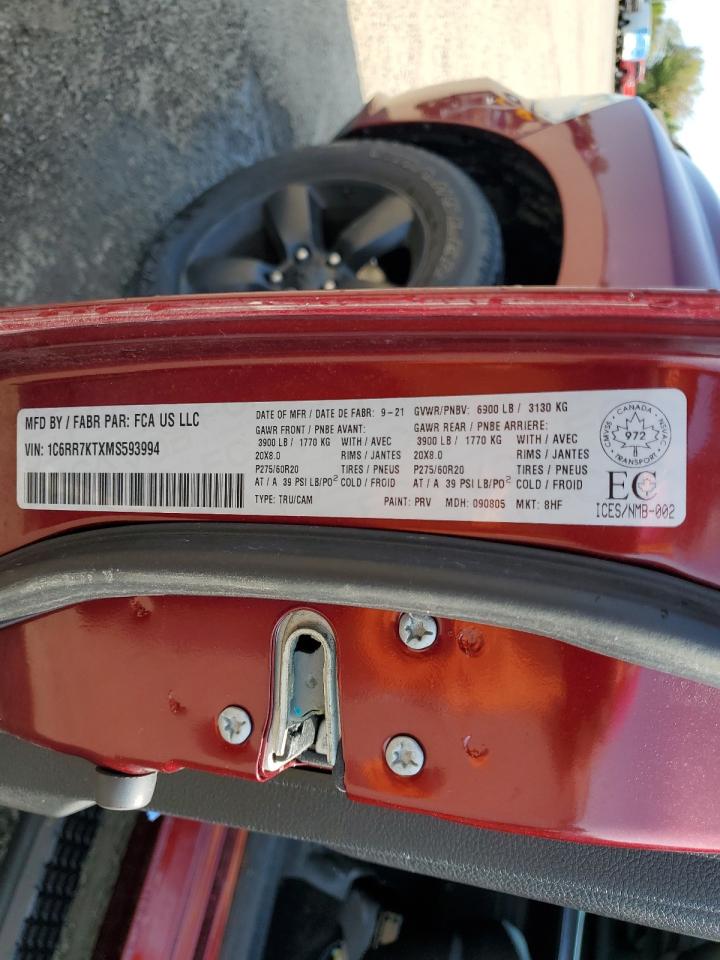 2021 Ram 1500 Classic Tradesman VIN: 1C6RR7KTXMS593994 Lot: 70989475