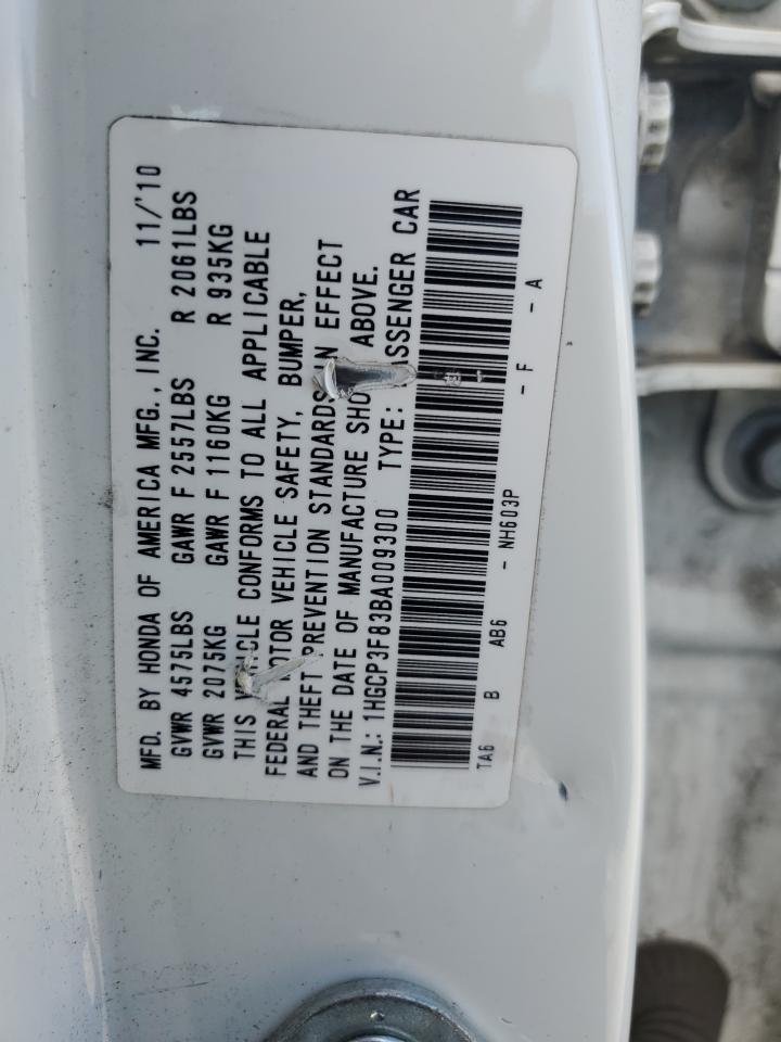 2011 Honda Accord Exl VIN: 1HGCP3F83BA009300 Lot: 71311205