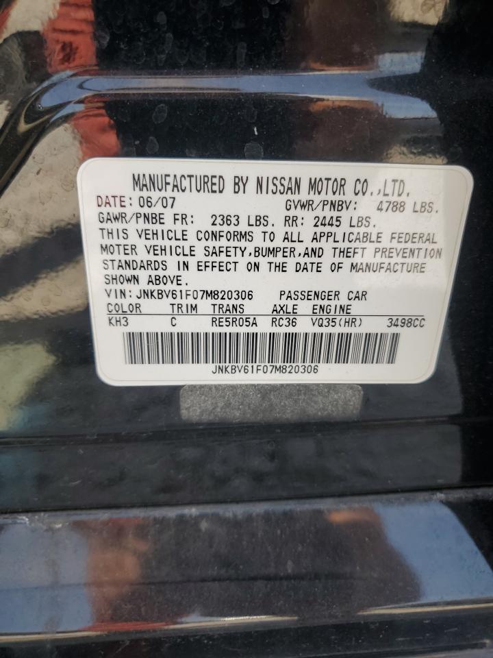 2007 Infiniti G35 VIN: JNKBV61F07M820306 Lot: 81265435