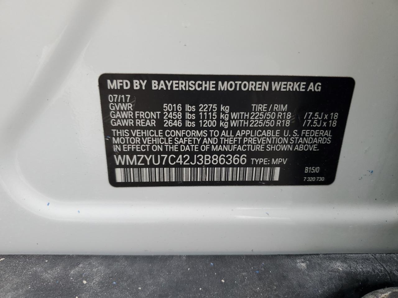 2018 Mini Cooper S E Countryman All4 VIN: WMZYU7C42J3B86366 Lot: 71989425