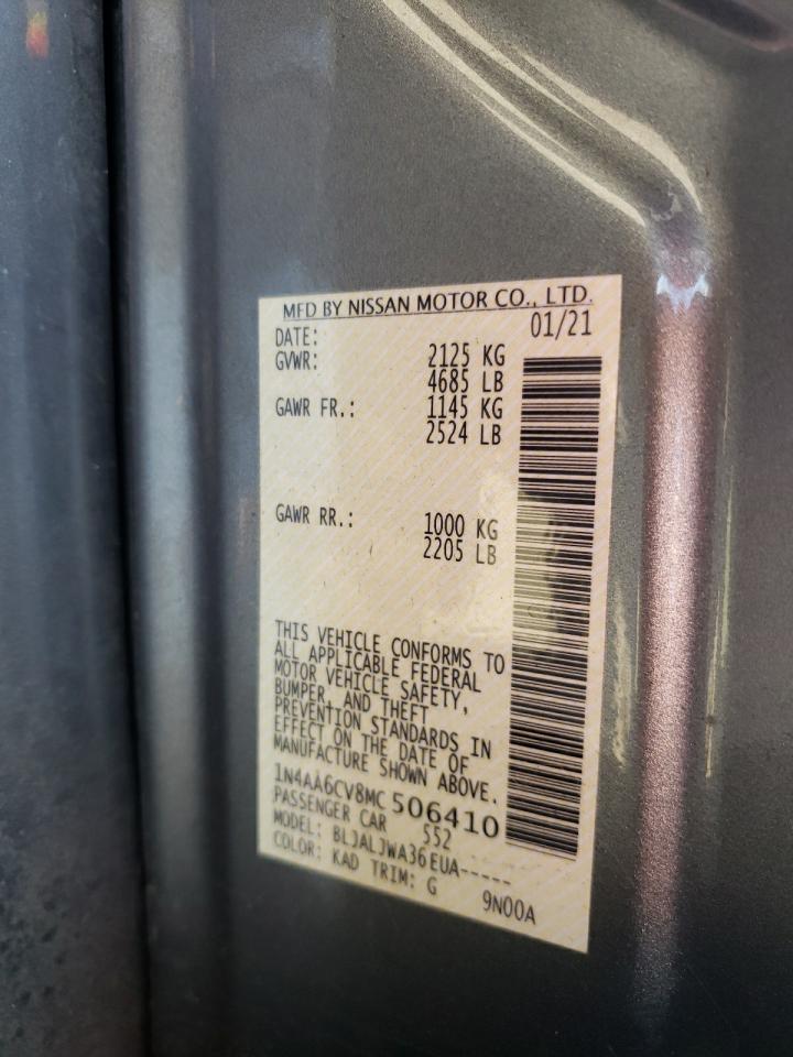 2021 Nissan Maxima Sv VIN: 1N4AA6CV8MC506410 Lot: 80265935