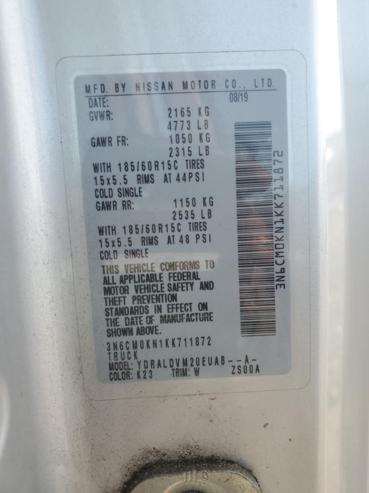 2019 Nissan Nv200 2.5S VIN: 3N6CM0KN1KK711872 Lot: 80102095